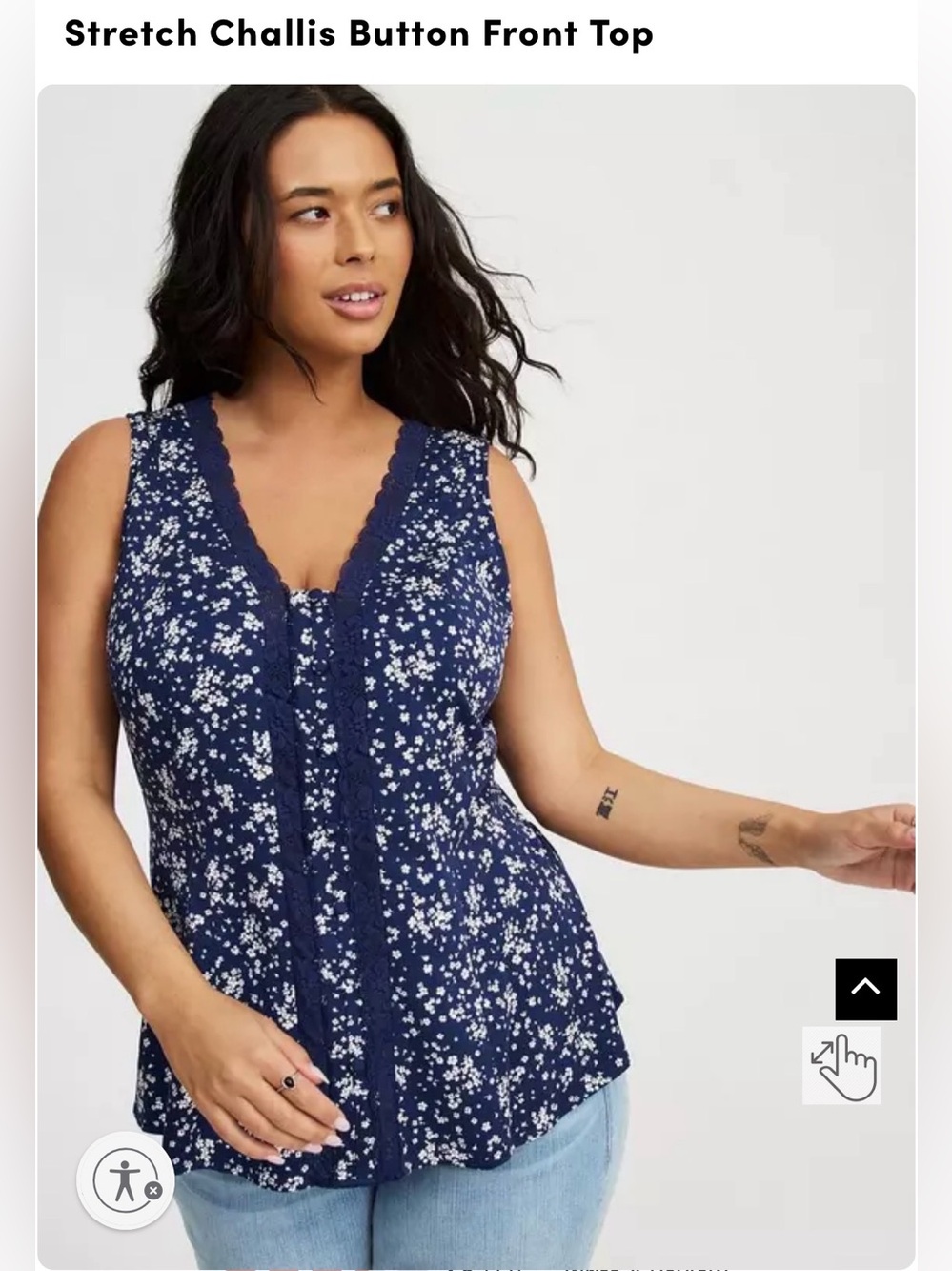Torrid Stretch Challis Button Front Top Size 2 NWT